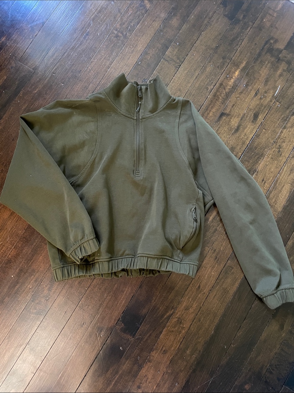 Olive Green Quarter-Zip Pullover Sweater